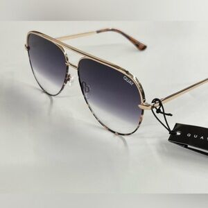 Quay Australia Sunglasses with Gold Frame and Black Lenses